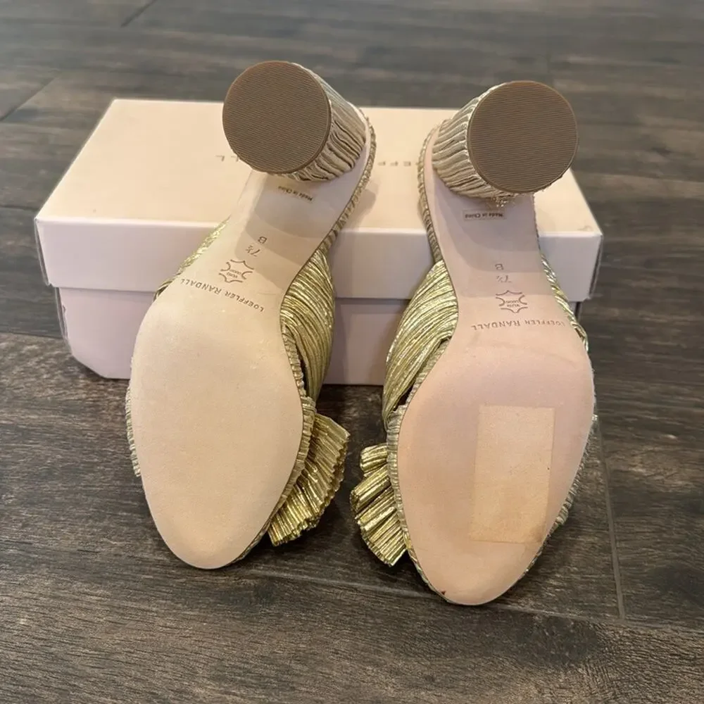 Loeffler Randall Penny Gold Pleated Bow Heel BNIB size 7.5 - Picture 7 of 7